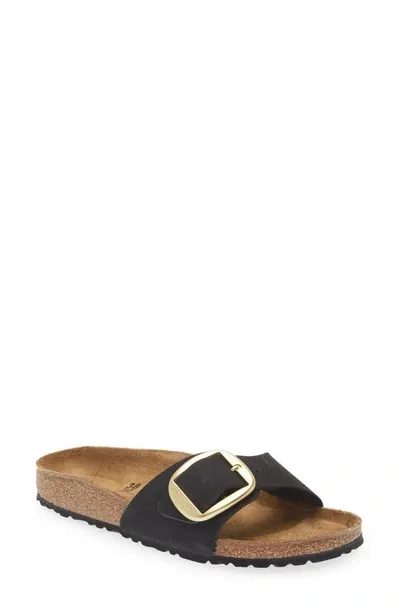 Birkenstock Madrid Big Buckle Slides In Black