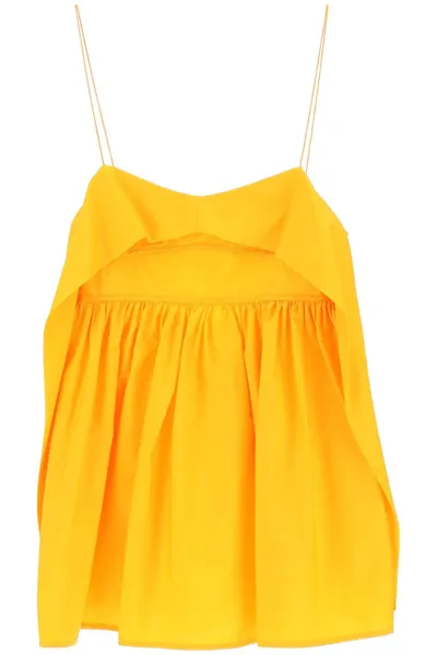 Cecilie Bahnsen Sunday Ruffle-trim Cotton-poplin Top In Tangerine