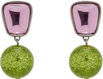 Mondo Mondo Pink & Green Acme Earrings In Kiss