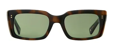 Garrett Leight Gl 3030 2126 Spbrnsh/sfvvg Square Sunglasses In Green