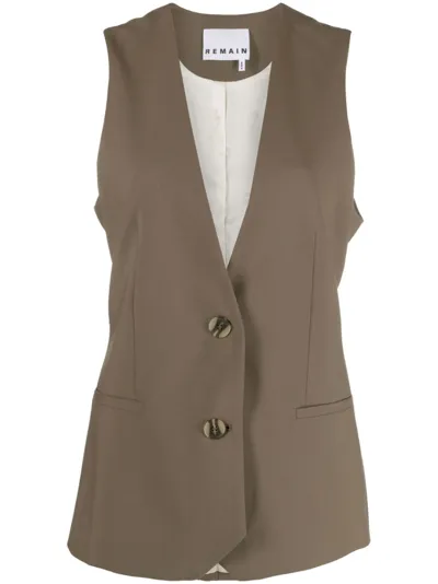 Remain Layered V-neck Waistcoat In Brown