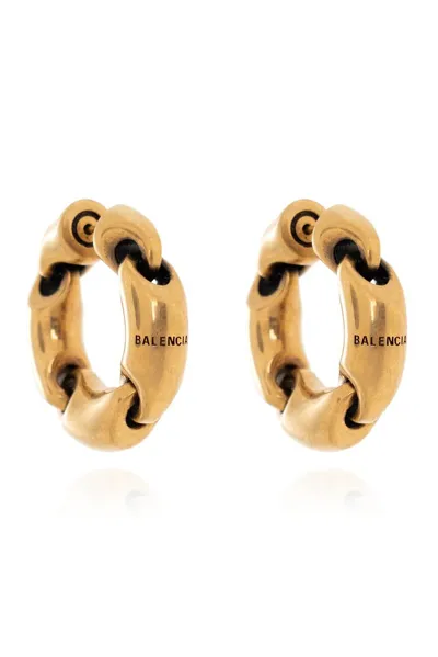 Balenciaga Solid 2.0 Hoop Earrings In Gold