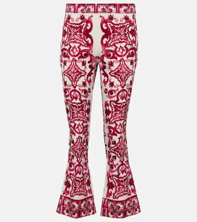 Dolce & Gabbana Majolica-print Cropped Trousers In White