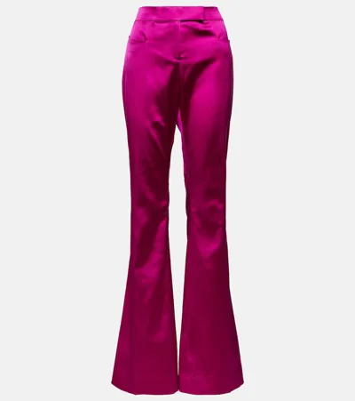 Tom Ford Low-rise Flared Satin Pants In Pink