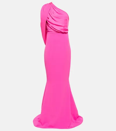 Safiyaa One-shoulder Cape Gown In Pink