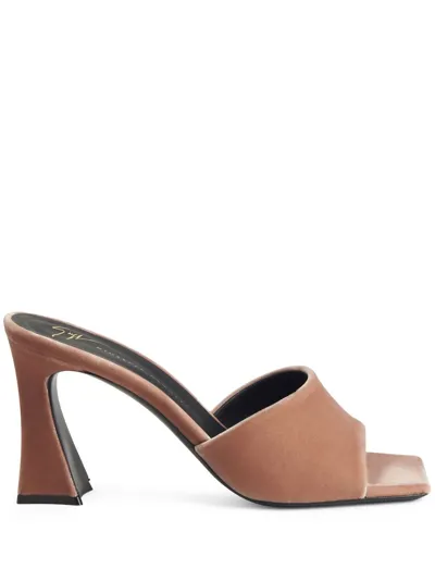 Giuseppe Zanotti Solhene 85mm Velvet Sandals In Brown