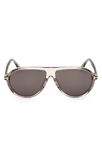 Tom Ford Marcus 60mm Gradient Pilot Sunglasses In Light Brown Smoke