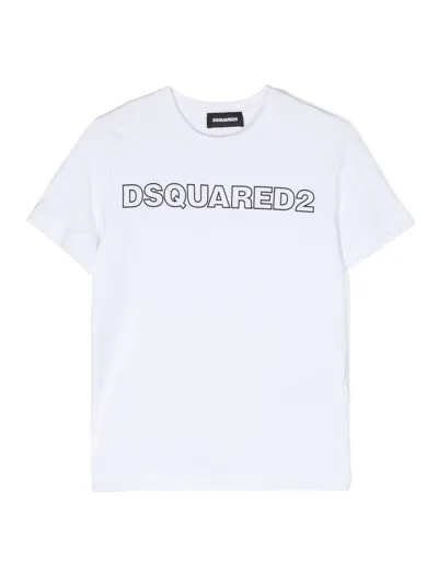 Dsquared2 Kids' Logo-print Cotton T-shirt In White