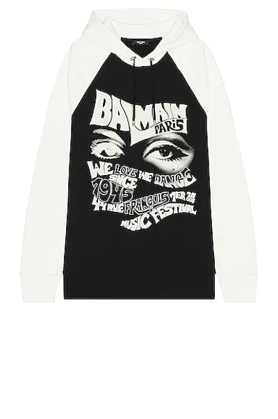 Balmain Hoodie Mit Festival-print In Black