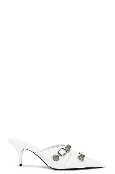 Balenciaga 70mm Cagole Leather Mule Pumps In White