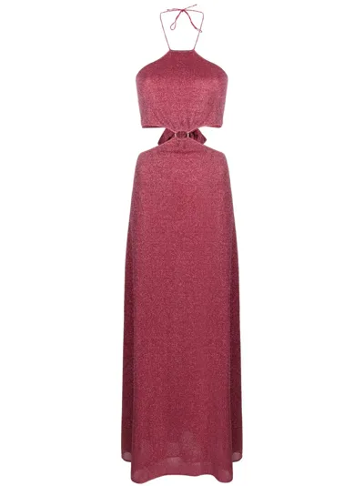 Oseree Lumiere Lurex Cut-out Maxi Dress In Pink