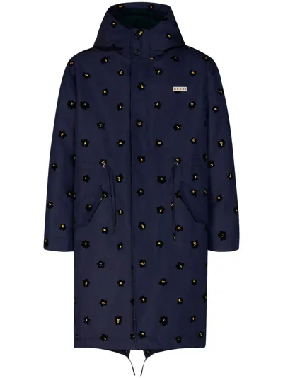 Marni Floral-print Parka In Blue