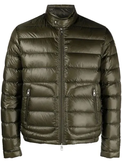 Moncler Acorus Short Down Jacket In Dark Army Green