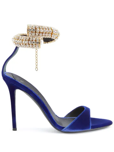 Giuseppe Zanotti Intriigo Bijoux Velvet Sandals In Purple