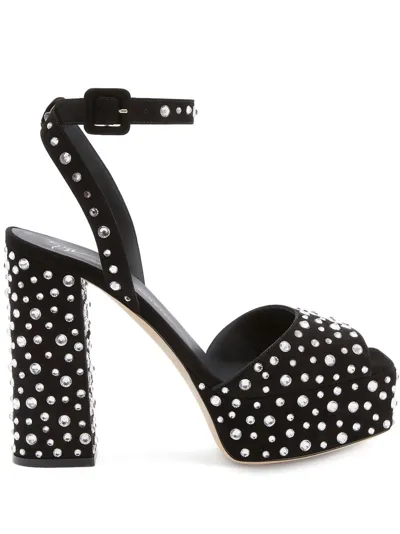 Giuseppe Zanotti New Betty Sparkle 120mm Platform Sandals In Black