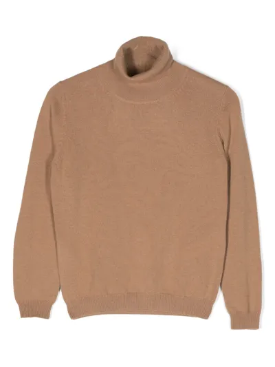 Il Gufo Kids' High-neck Wool Sweatshirt In Neutrals