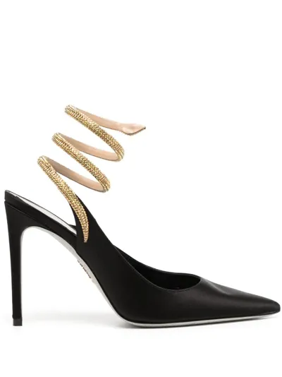 René Caovilla Cleo 90mm Crystal-embellished Pumps In Black