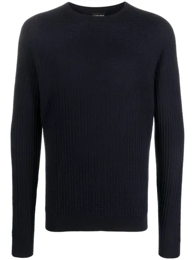 Giorgio Armani Crew-neck Sweatshirt In Blue