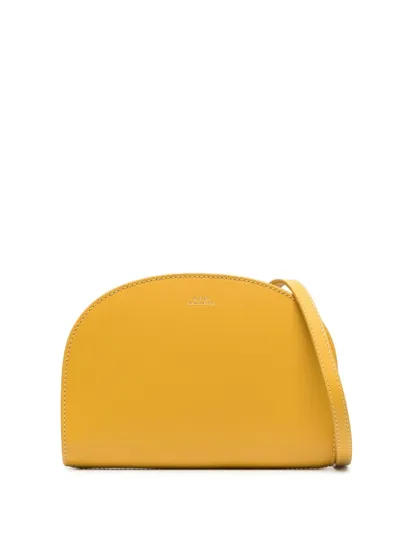 Apc Demi Lune Leather Bag In Jaune