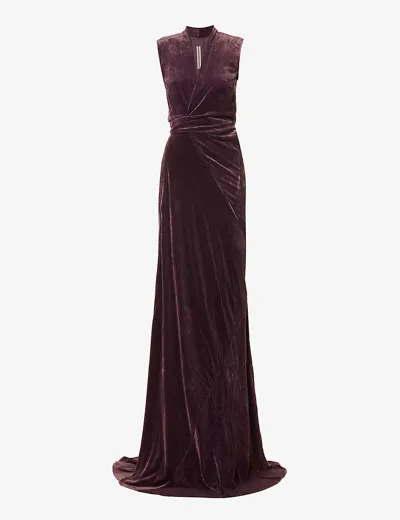 Rick Owens Womens Amethyst Wrap-over Velvet-texture Woven Gown