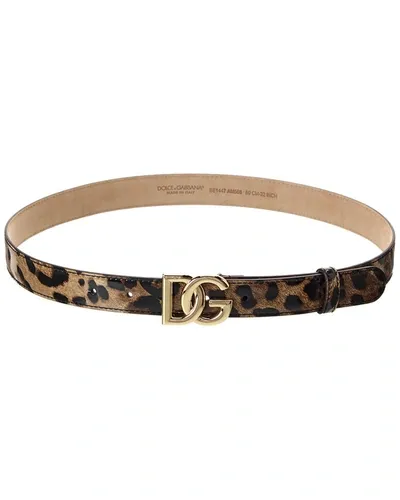 Dolce & Gabbana Kim Logo Plaque Belt In Brown