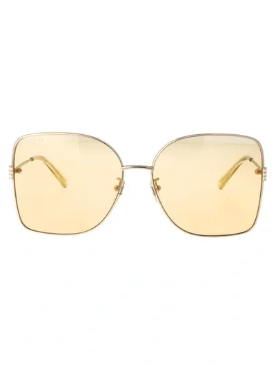 Gucci Eyewear Rectangle Frame Sunglasses In Gold