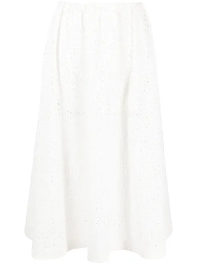 Totême High-rise Eyelet Cotton Midi Skirt In White