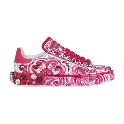 Dolce & Gabbana Portofino Majolica-print Sneakers In Multicolor