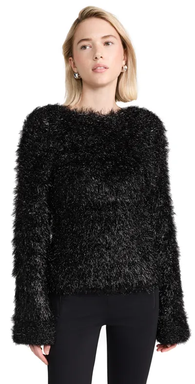 Victoria Beckham Faux-fur Open-back Jumper In Negro