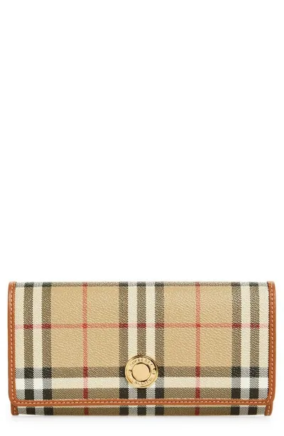 Burberry Woman Printed Canvas And Leather Continental Wallet In Archive Beige