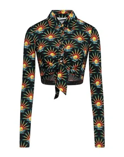 Rabanne Cropped Printed Stretch-jersey Shirt In Black