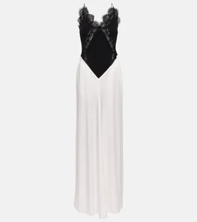 Victoria Beckham Lace-detailed Camisole Gown In Black,white