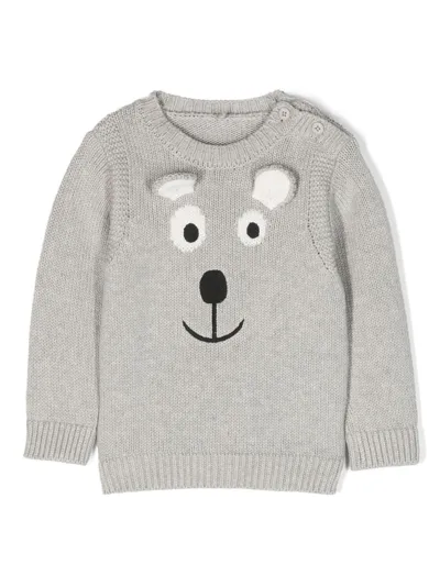 Stella Mccartney Babies' Intarsia-knit Cotton Jumper In Grey