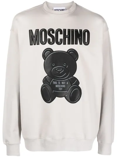 Moschino Logo-print Organic Cotton Sweatshirt In Grey