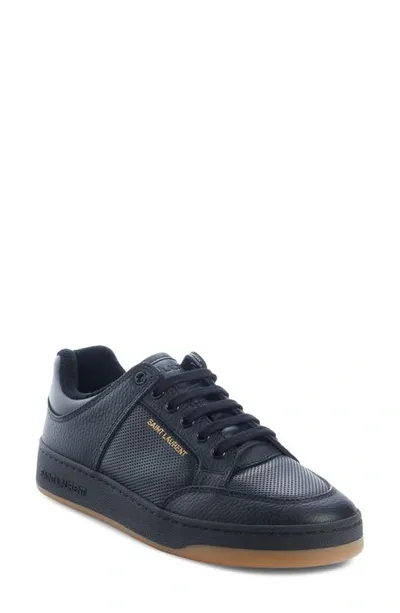 Saint Laurent Men's Sl/61 Low-top Sneakers In Perforated Leather In Noir