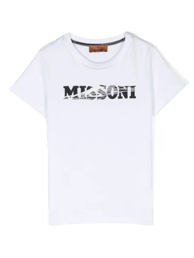 Missoni Kids' Logo-print Cotton T-shirt In White