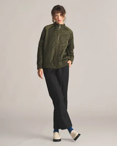 Members Only Women's Washed Satin Boyfriend Jacket In Green