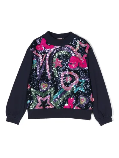 Billieblush Kids' Sequin-embellished Sweatshirt In Blue