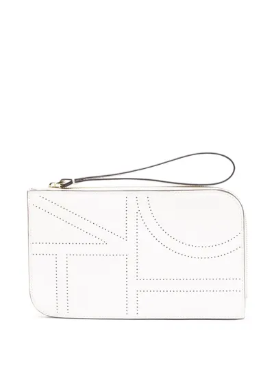 Totême Perforated Zipped Clutch In Neutrals