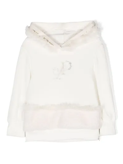 Lapin House Babies' Embroidered Ruffle-trim Hoodie In White