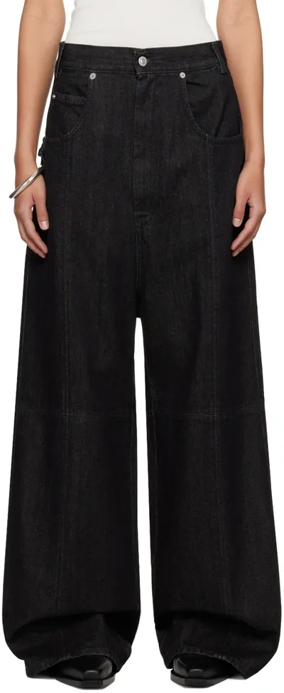 Lu'u Dan Black Paneled Jeans In Graphite Black