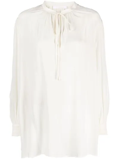 Chloé Lavallière-neck Silk Blouse In Neutrals