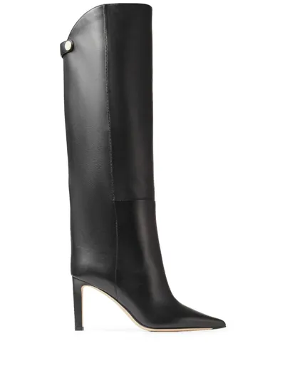 Jimmy Choo Alizze 85mm Leather Boots In Black