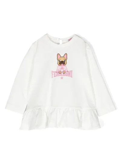 Chiara Ferragni Babies' Logo-print Long-sleeve T-shirt In White