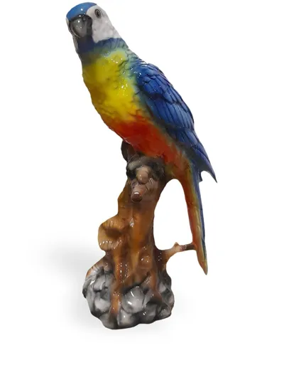 Les-ottomans Large Parrot Porcelain Sculpture In Multicolour