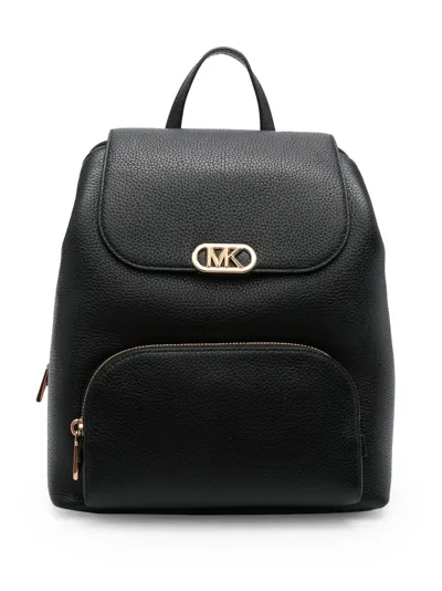 Michael Michael Kors Logo-plaque Leather Backpack In Black