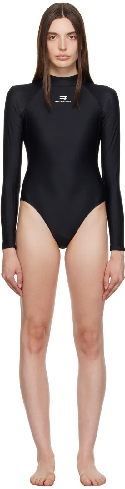 Balenciaga Black Racing Swimsuit In 1070 Black/white