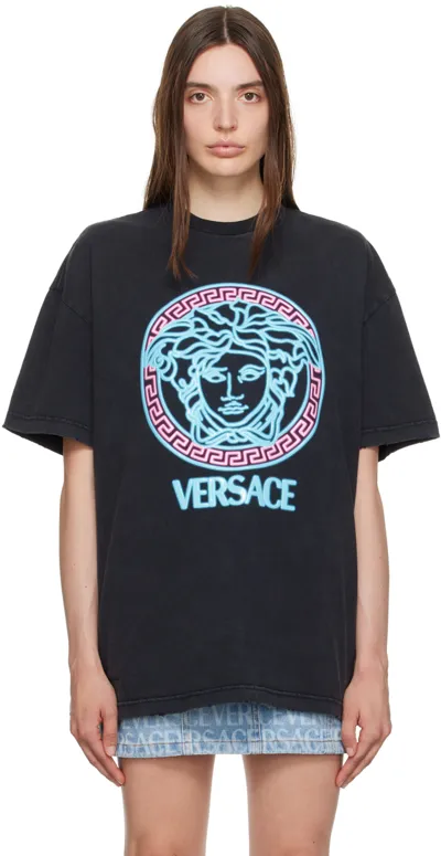 Versace Black Medusa T-shirt In 6bd60/black/azur