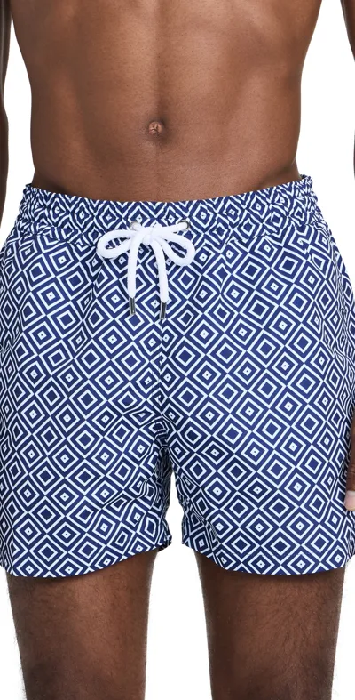 Frescobol Carioca Geometric-print Swim Shorts In Blue