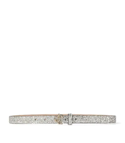 Jimmy Choo Embellished Mini Helina Belt In Silver